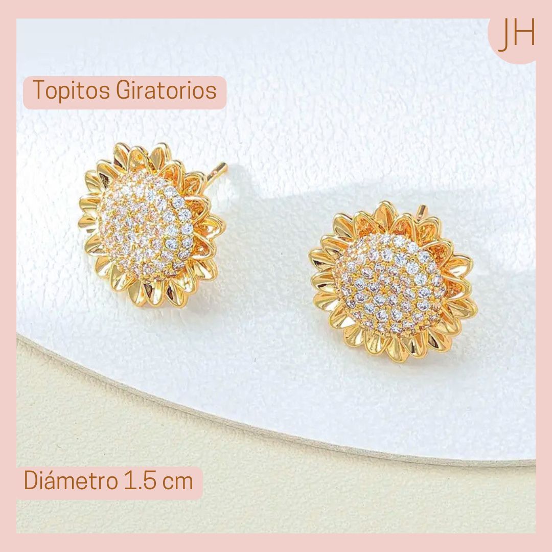 Topitos Girasol Dorados Rodio 