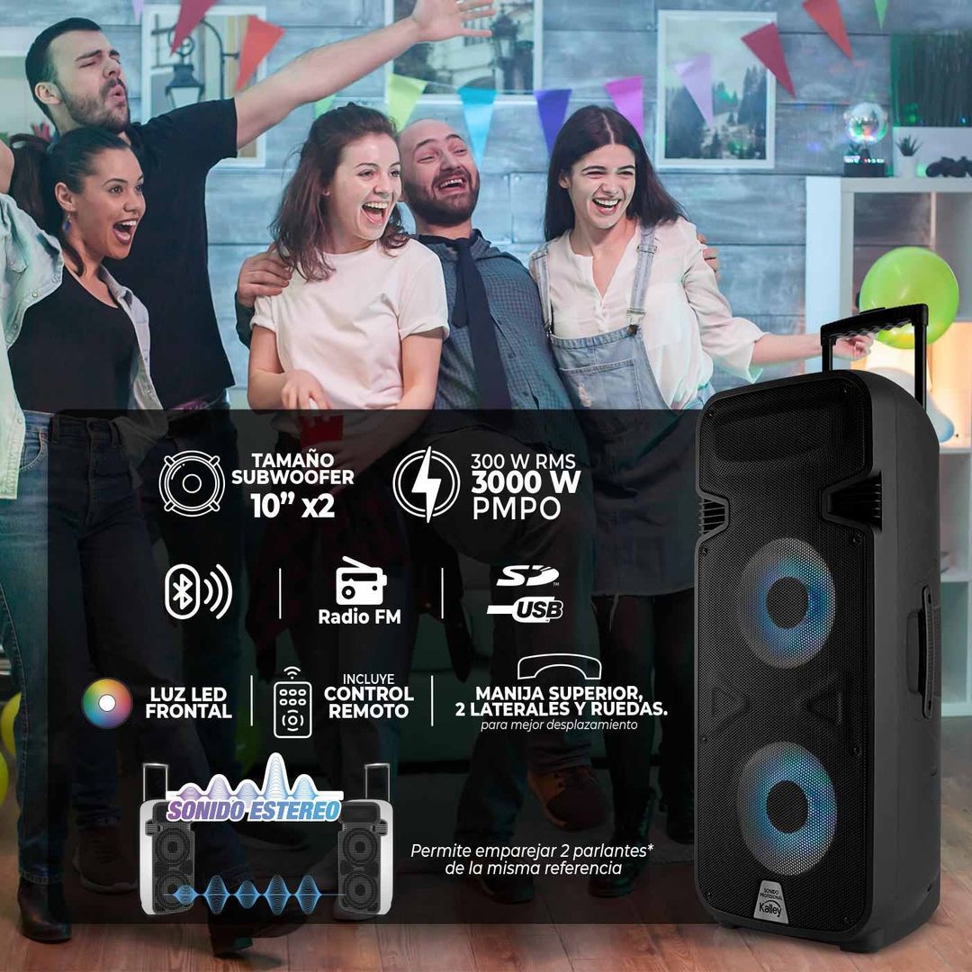 PARLANTE KALLEY 300W X2 10" BLUETOOTH