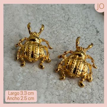 Maxi Aretes Escarabajo Baño de Oro 18 k  - imagen 2