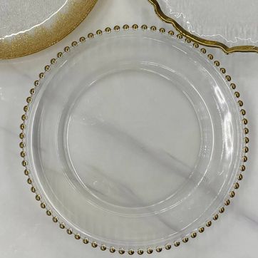 Bajo plato Cristal Perlas doradas - imagen 2