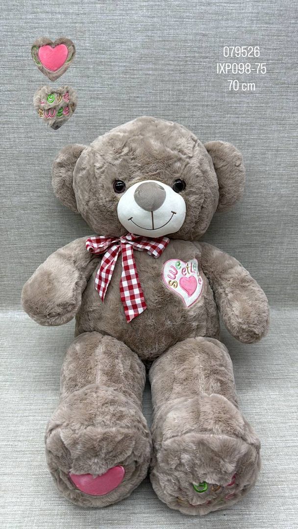 OSO GRIS CON BORDADO  SWEET LOVE DE 70 CM 
