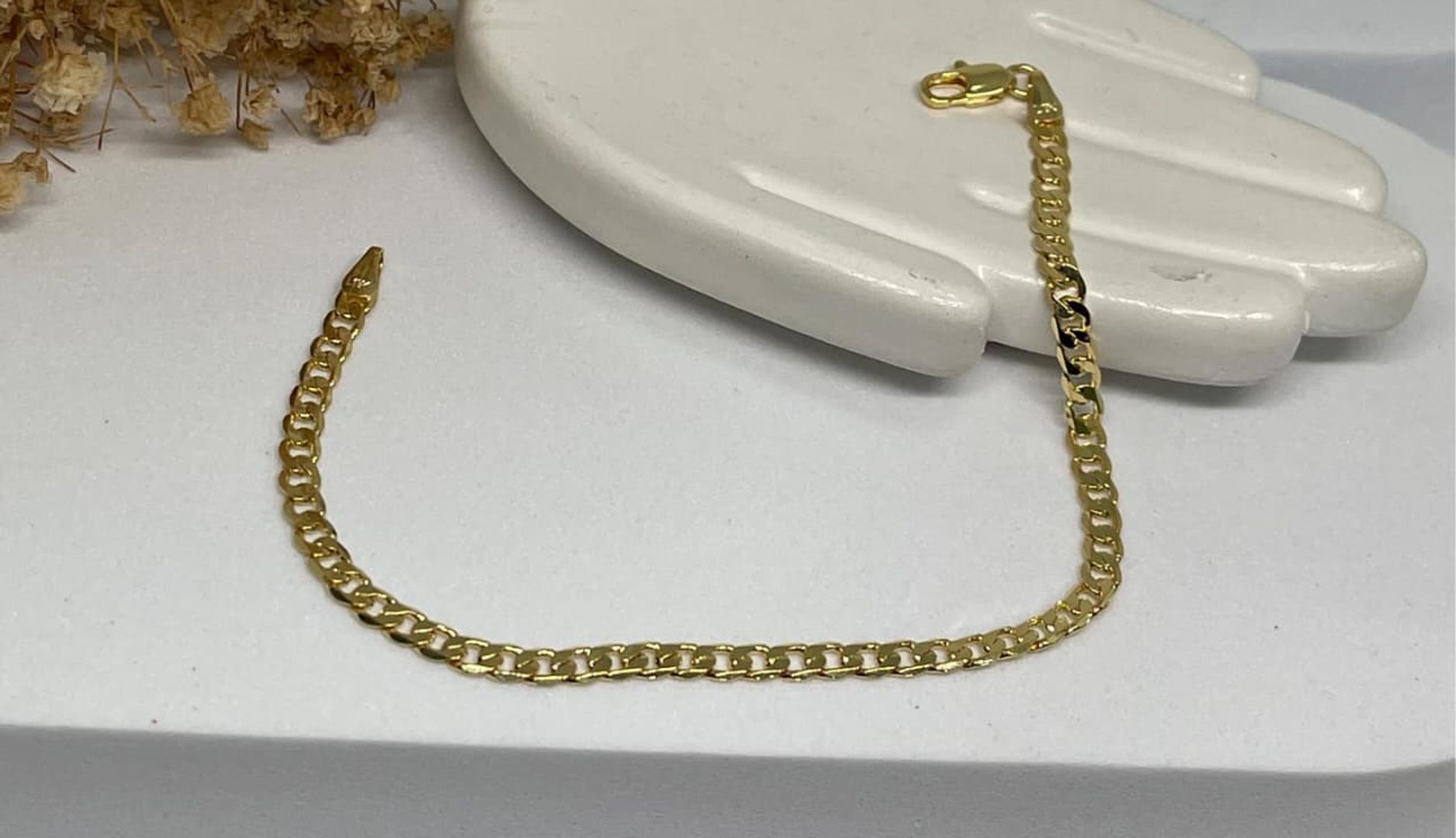 Pulsera cubana plana 3mm de 18cm