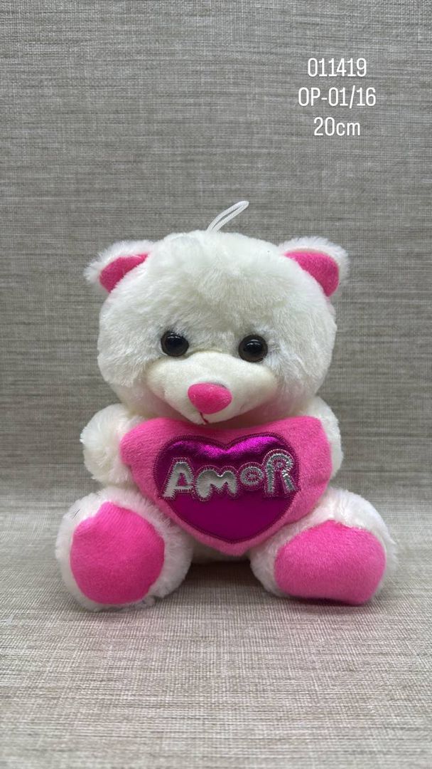 OSO CON CORAZON SURTIDO ROJO Y FUCSIA 20 CM