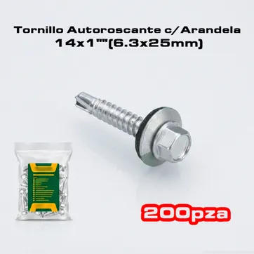 Imagen del producto TORNILLO AUTORROSCANTE CON ARANDELA 14 X 1"