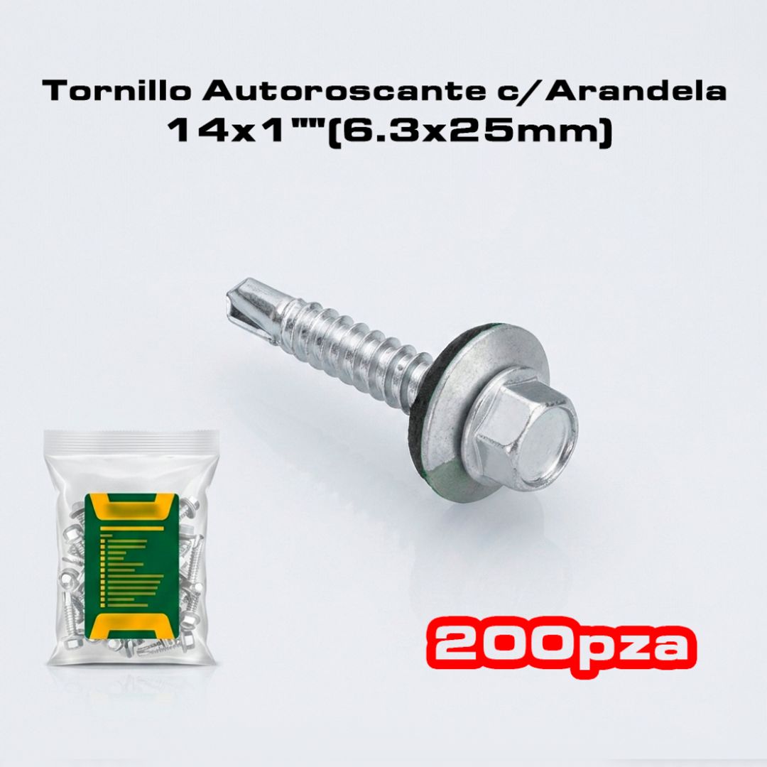 TORNILLO AUTORROSCANTE CON ARANDELA 14 X 1"
