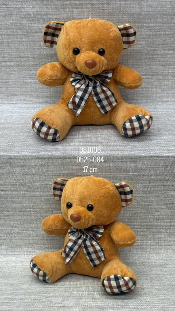 OSO CON LAZO DE CUADROS 17 CM 