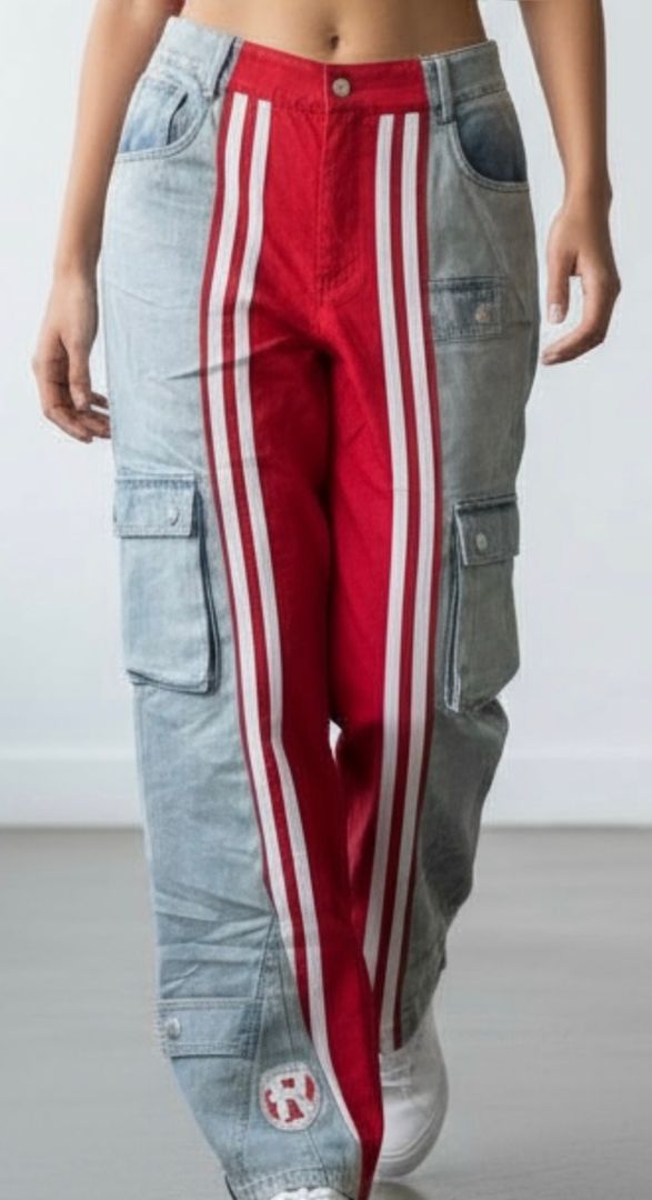 JEAN ROJO TIPO ADIDAS 