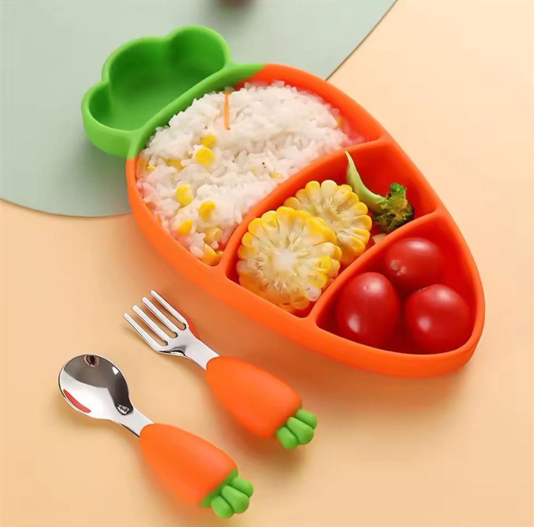 Set plato zanahoria silicona