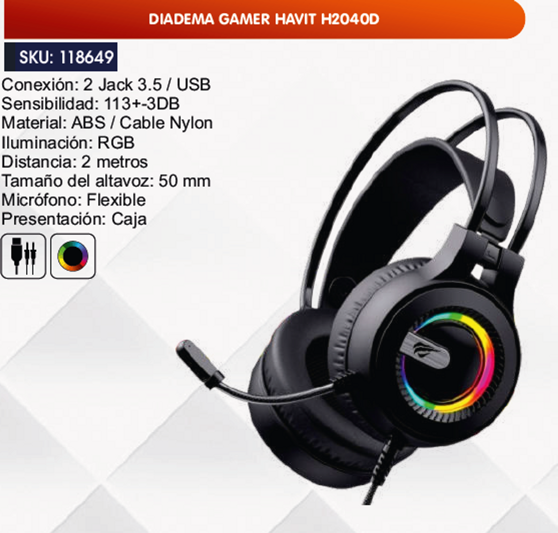 DIADEMA GAMER HAVIT H2040D
