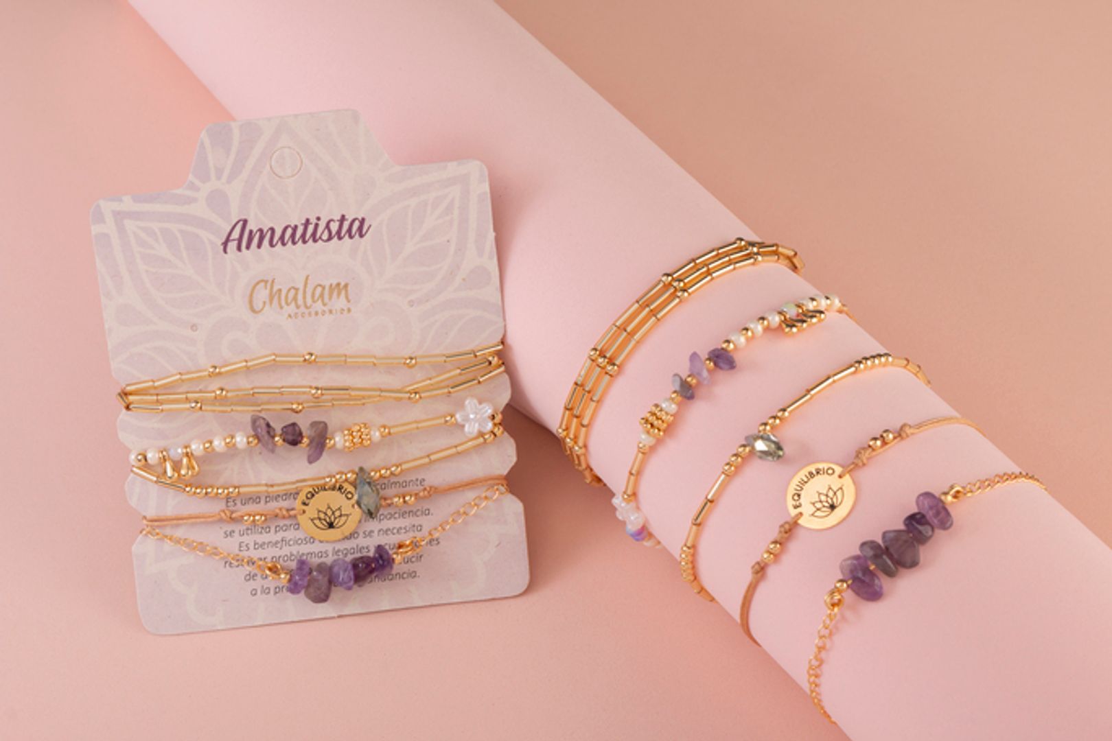 Juego de Pulseras Piedras Naturales: Amatista