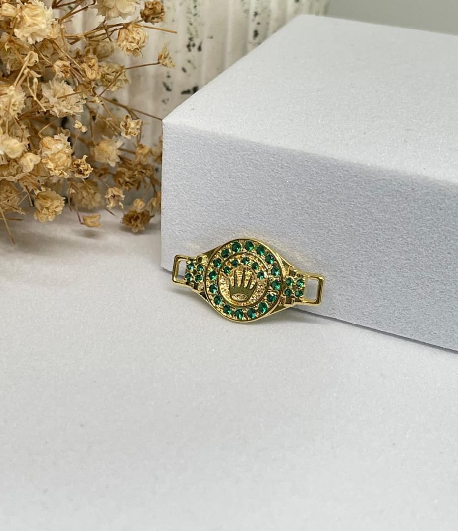 Herraje rolex reloj verde circonias