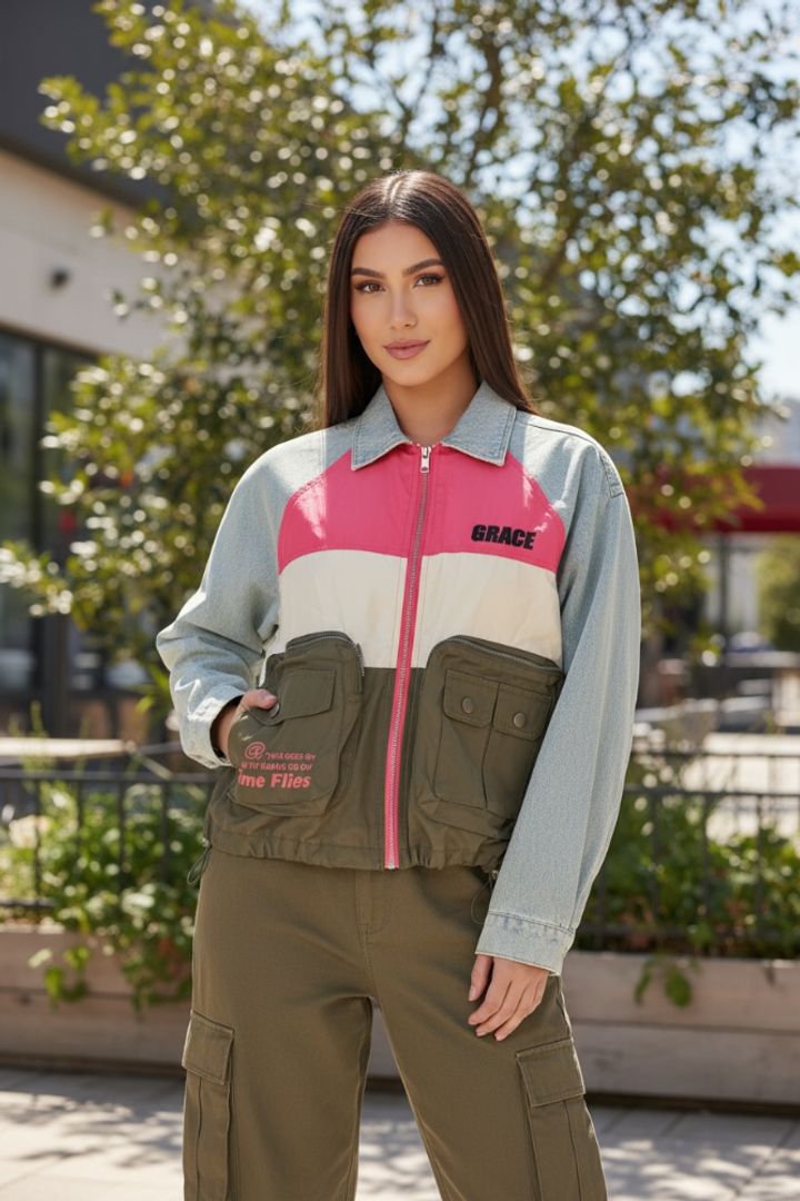 CHAQUETA GRECIA DENIM PINK