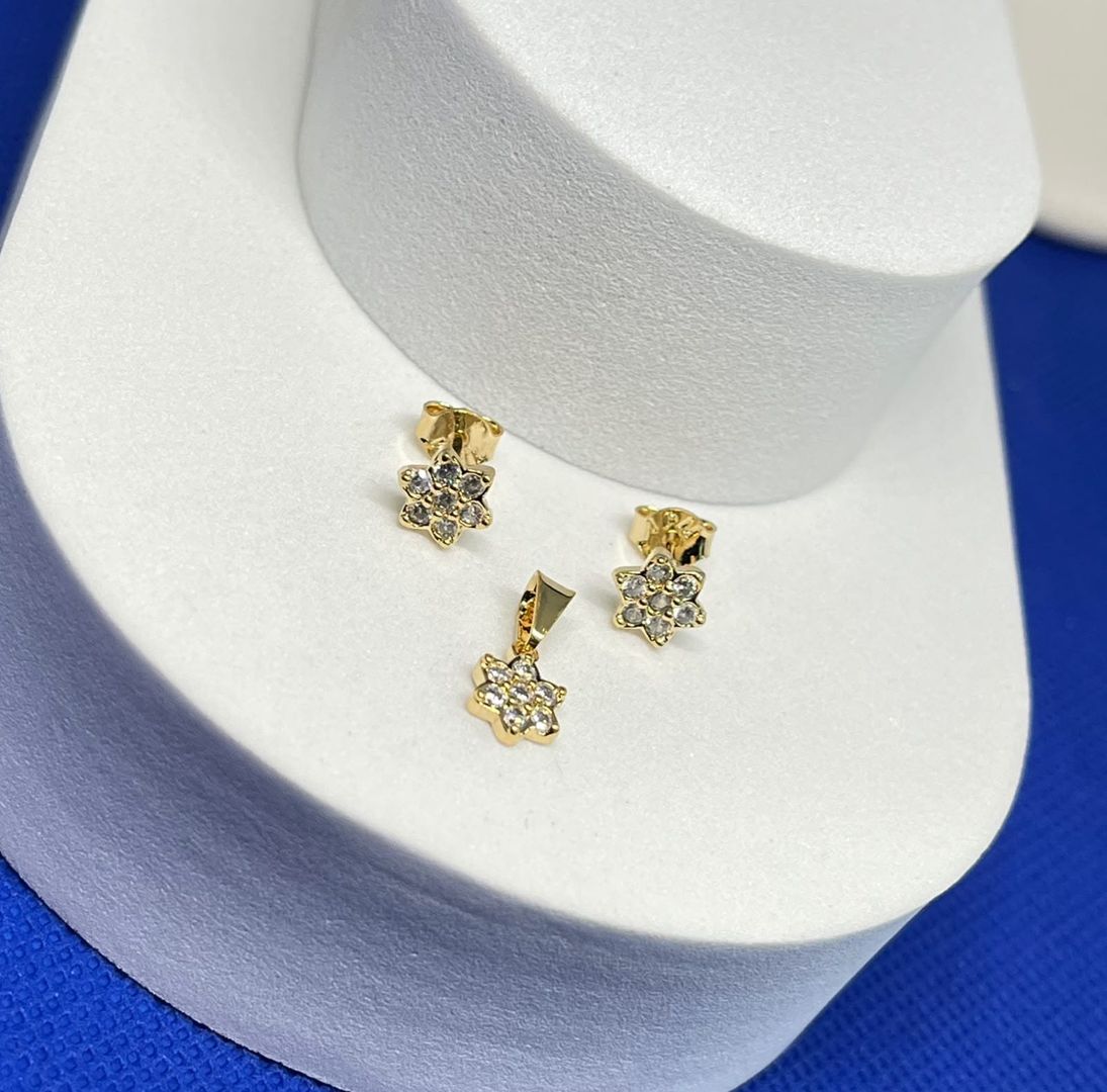 Conjunto flor cristal 6mm