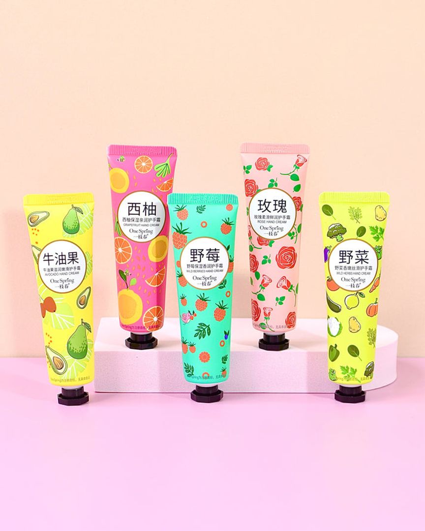 Cremas de Manos OneSpring x5 – Hidratación Frutal Floral 