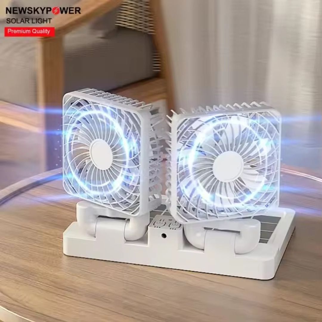 Ventilador doble, con panel solar 888