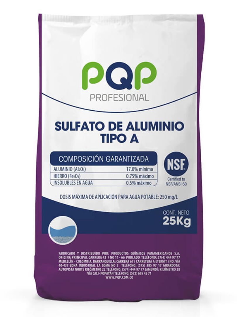 SULFATO DE ALUMINIO TIPO A PQP X 20 KILOS