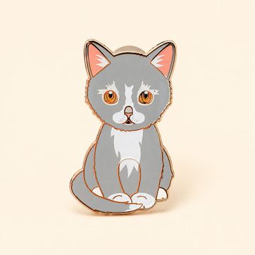 PIN GATO GRIS BLANCO - imagen 1