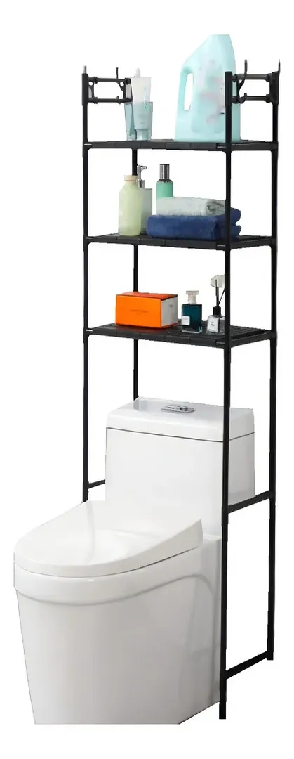 ORGANIZADOR DE BAÑO PLASTICO NEGRO ONE PIXEL 3 ESTANTES AHORRADOR ESPACIOS