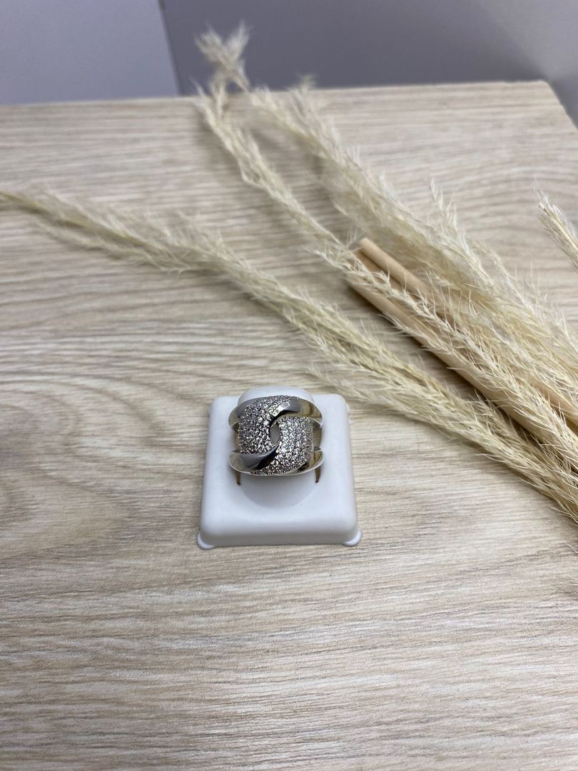 Anillo plateado chuncky, covergold 