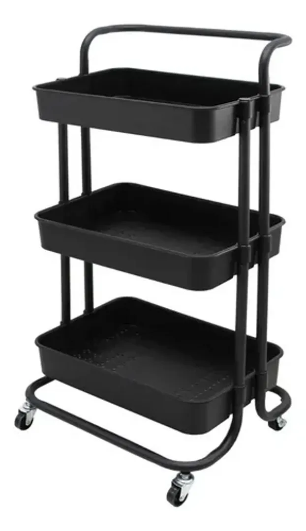 CARRITO ORGANIZADOR METALICO 3 NIVELES COLOR NEGRO