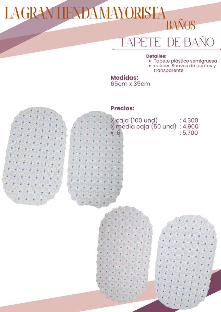 Tapete de baño puntos x 50 und