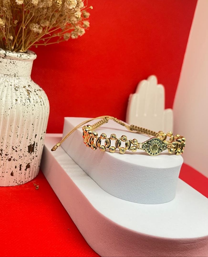 Pulsera rolex 3 carriles en barril 8mm y balin italy 4mm