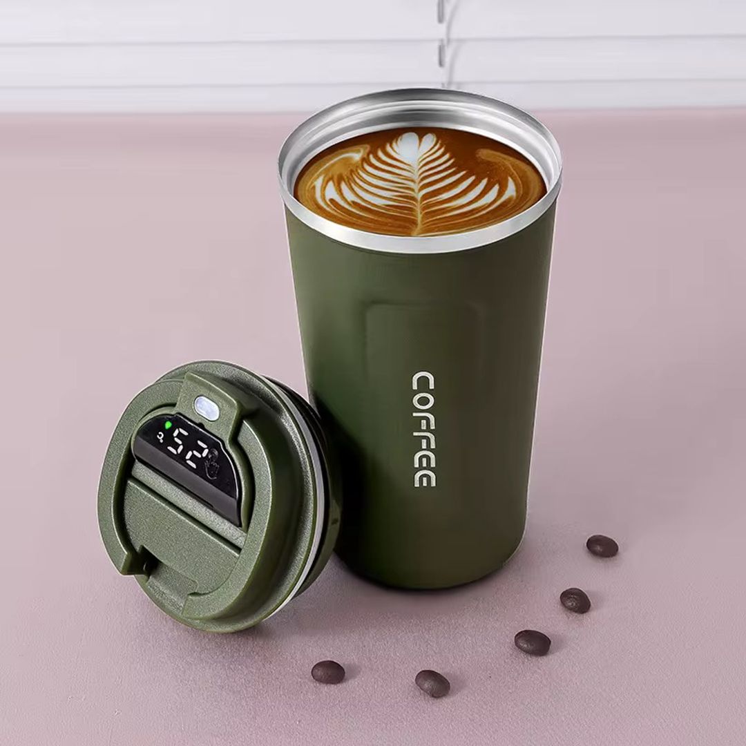 Mug térmico coffee con medición de temperatura 