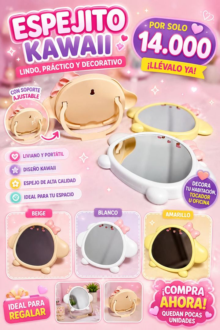 Espejo redondo Kawaii