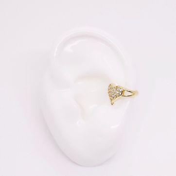EARCUFF CORAZÓN CIRCONES RODINADO - imagen 1