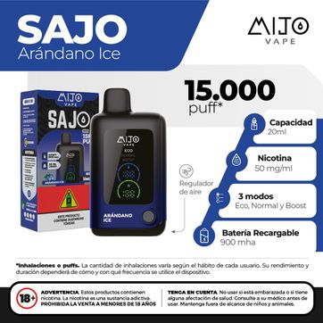 Imagen del producto Vape Mijo Sajo Arandano Ice 15.000 Puffs