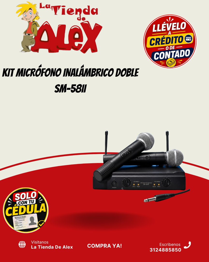 KIT MICRÓFONO INALÁMBRICO DOBLE SM-58II