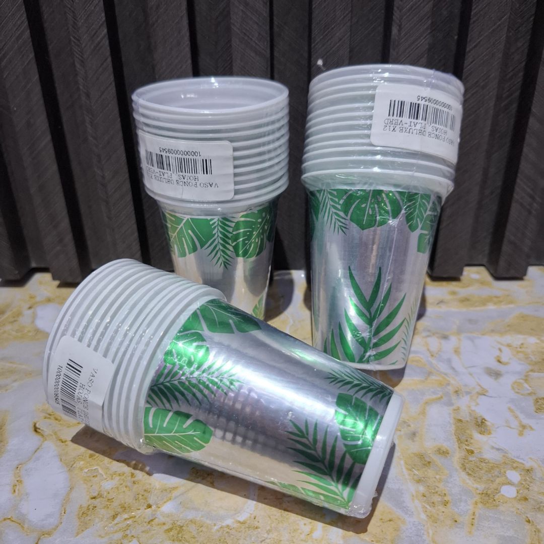 VASO X12 UND HOJA VERDE/PLATA 