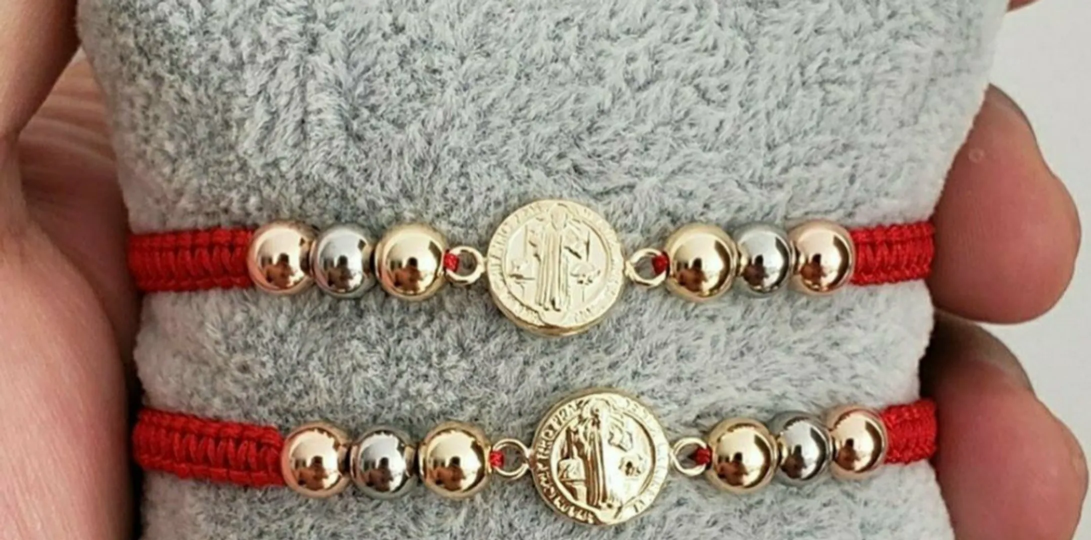 Pulseras san benito en 3 oros