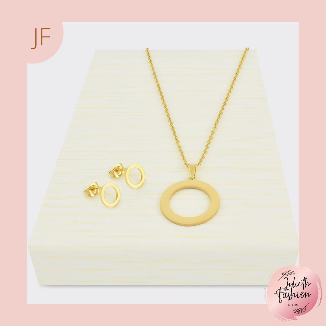 CONJUNTO COLLAR DIJE ARETES CIRCULO