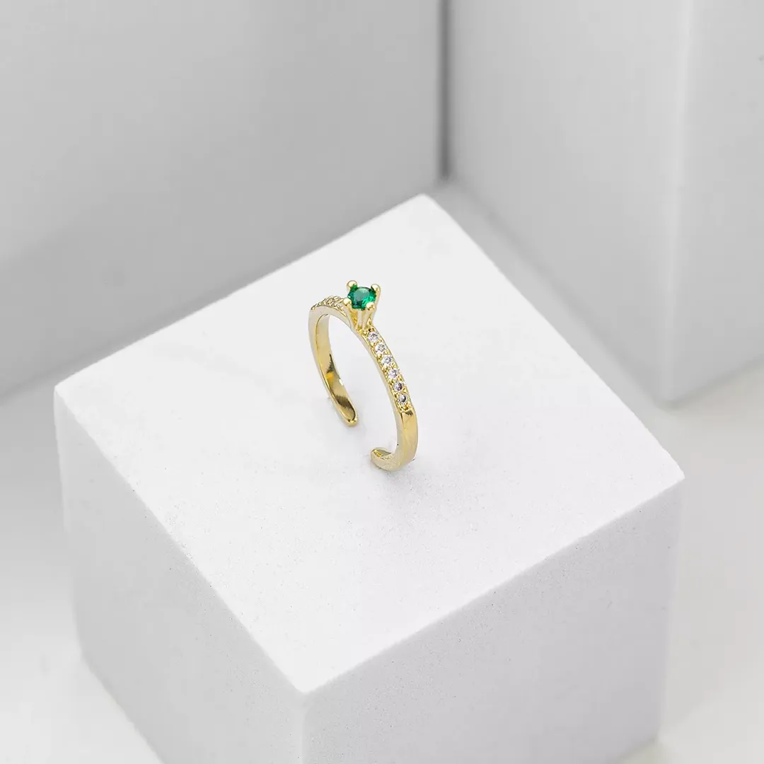 Anillo Promise Circonias Verdes Ajustable