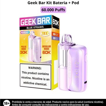 Imagen del producto Geek Bar Kit Blue Straws 60.000 Puffs Bateria Y Pod