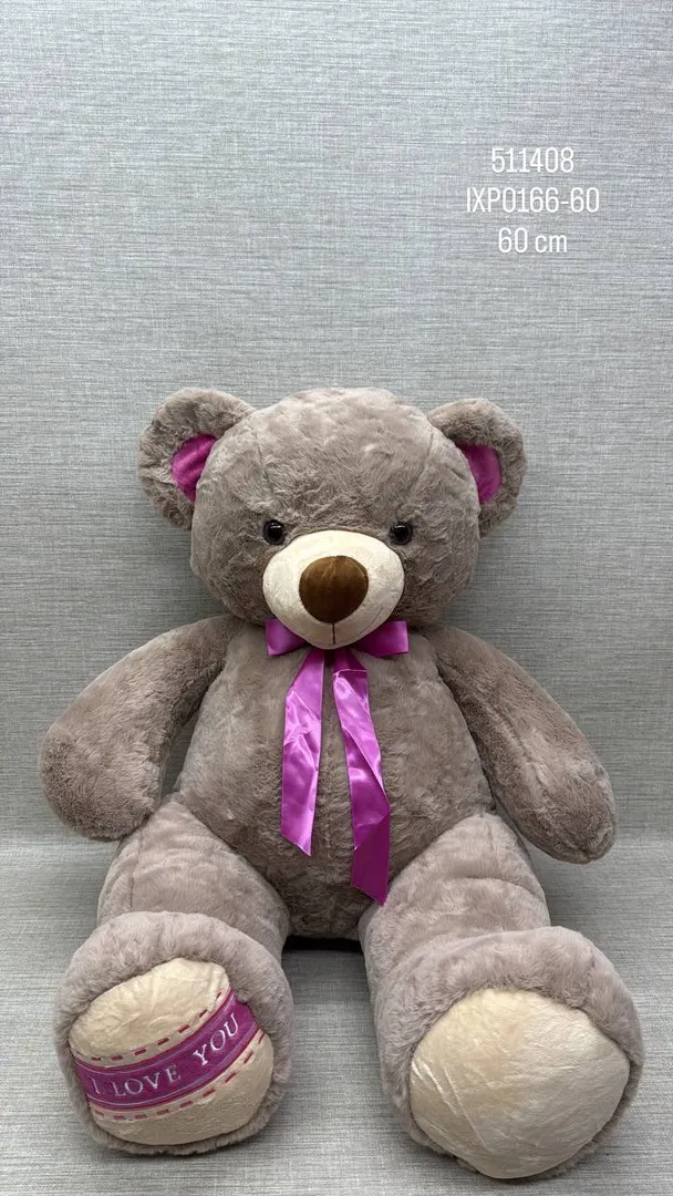 OSO  CON MOÑO SATINADO EN TONO FUCSIA DE 60 CM 