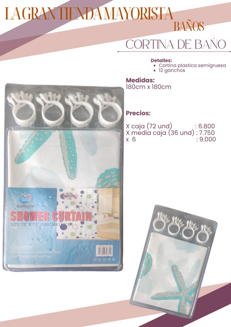 Cortina de Baño x6