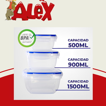 Imagen del producto SETX3 RECIPIENTES PLÁSTICO CUADRADOS.