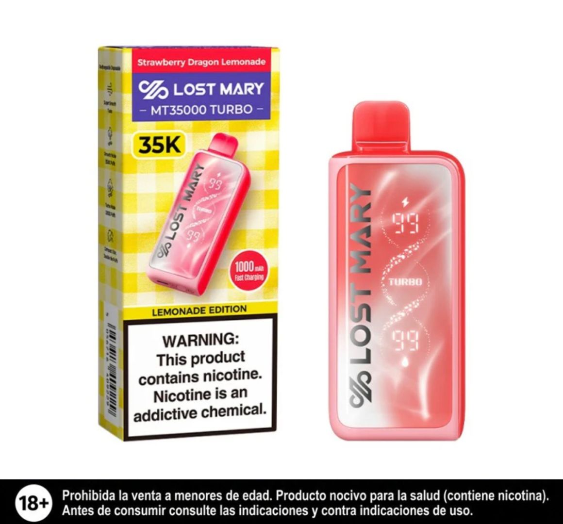 Lost Mary Strawberry Dragon Lemonade 35.000 Puffs Mt Turbo