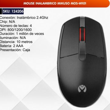 Imagen del producto MOUSE INALÁMBRICO MIKUSO 