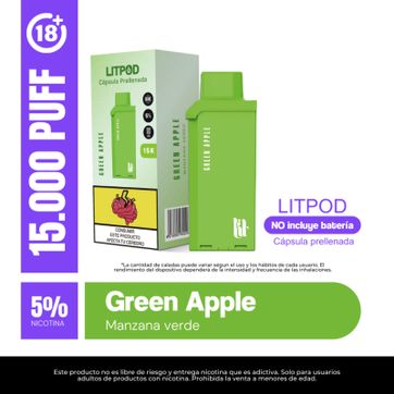 Imagen del producto Pod Lit Green Apple 15.000 Puffs Recarga