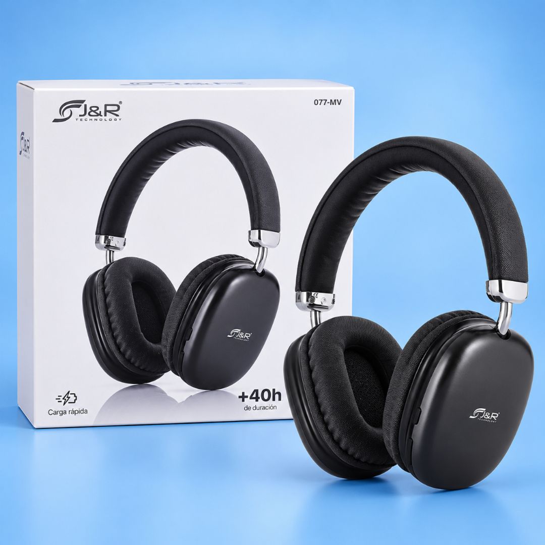 Audífonos Bluetooth J&R Technology 077-MV – Carga Rápida y +40 Horas de Duración