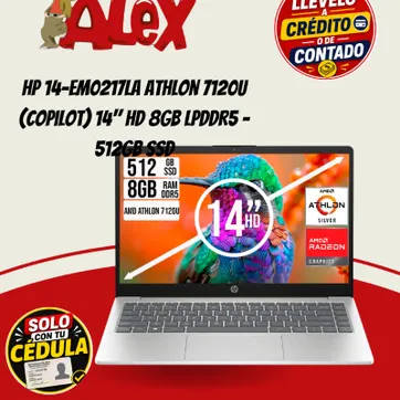 Imagen del producto HP 14-EM0217LA Athlon 7120U (Copilot) 14" HD 8GB LPDDR5 - 512GB SSD