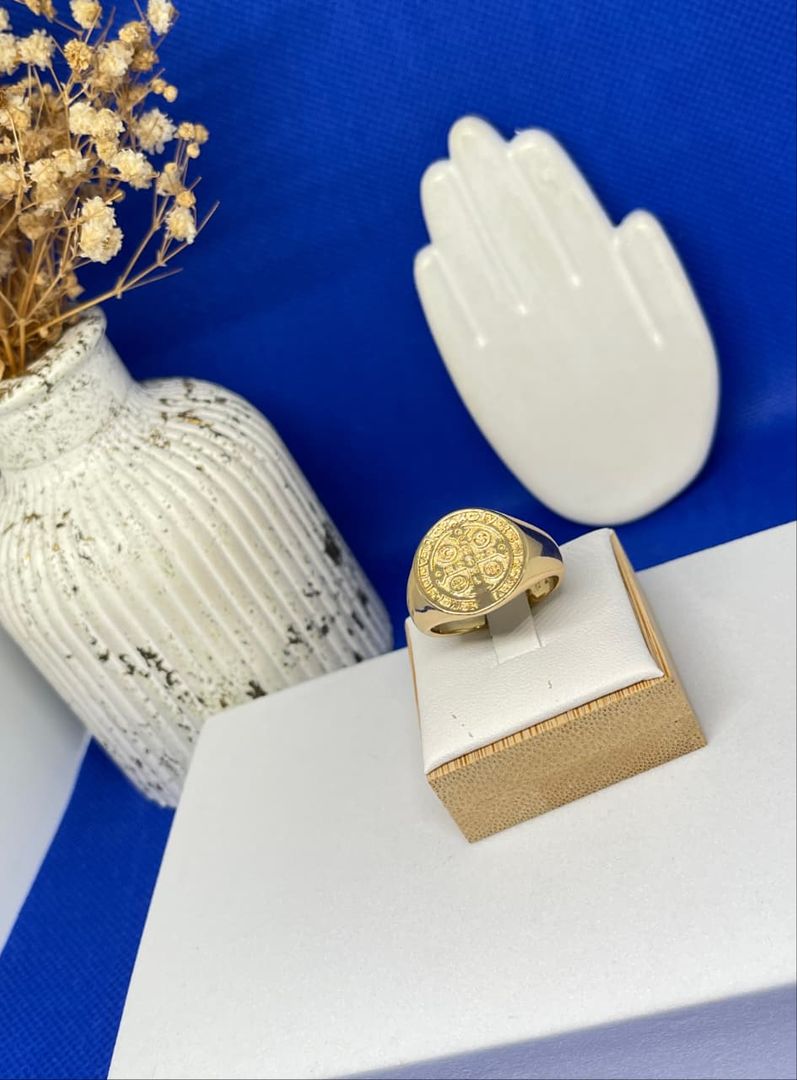 Anillo cruz san benito grueso