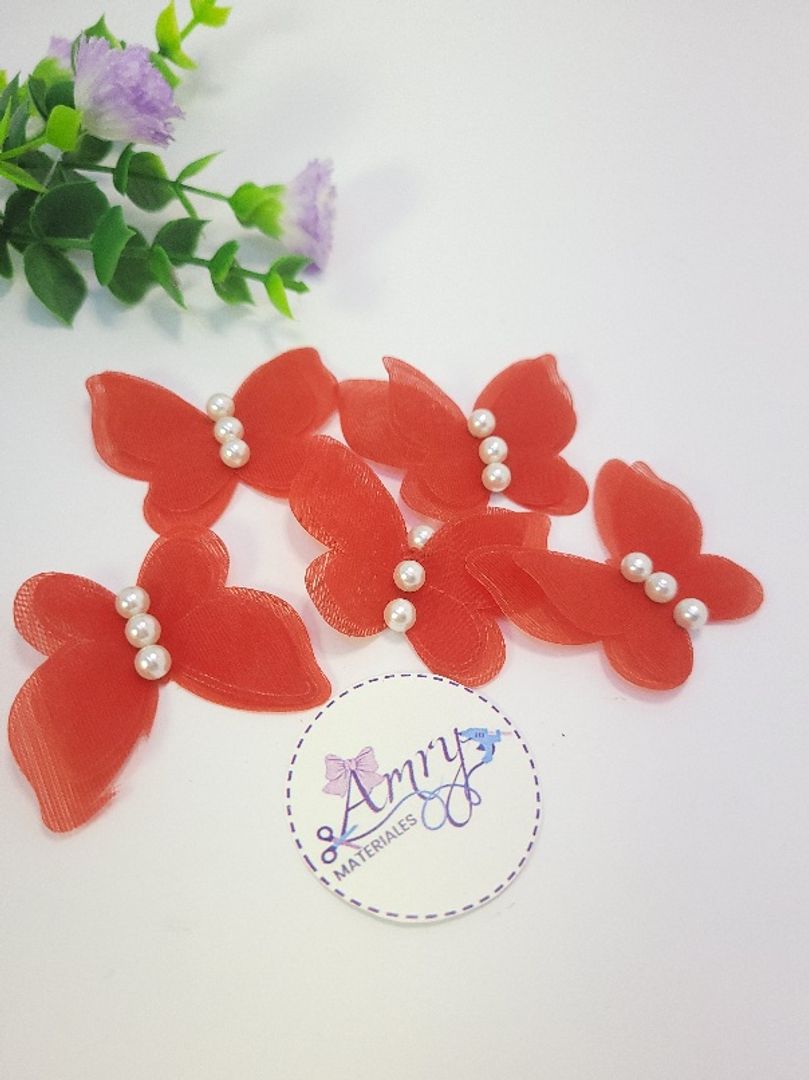 Mariposa Rojo Perla 3cm 