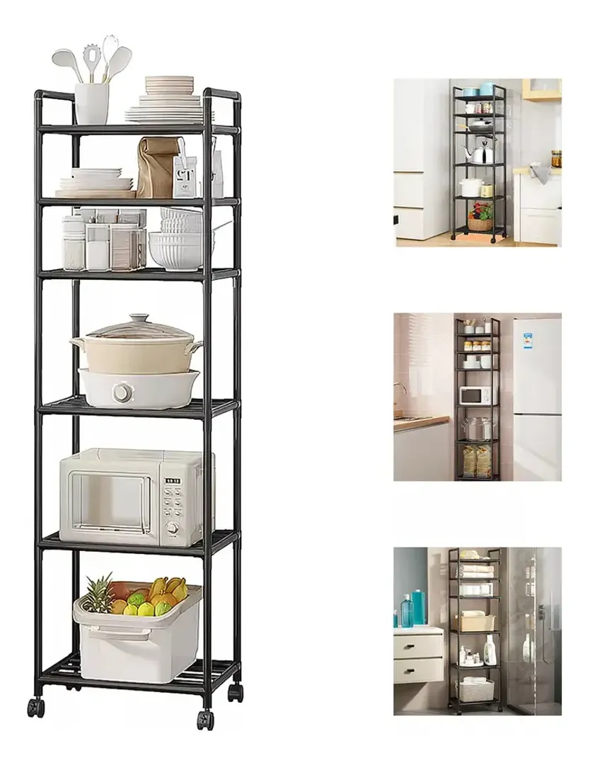 CARRITO METALICO ORGANIZADOR DE COCINA 6 ESTANTES HOOK