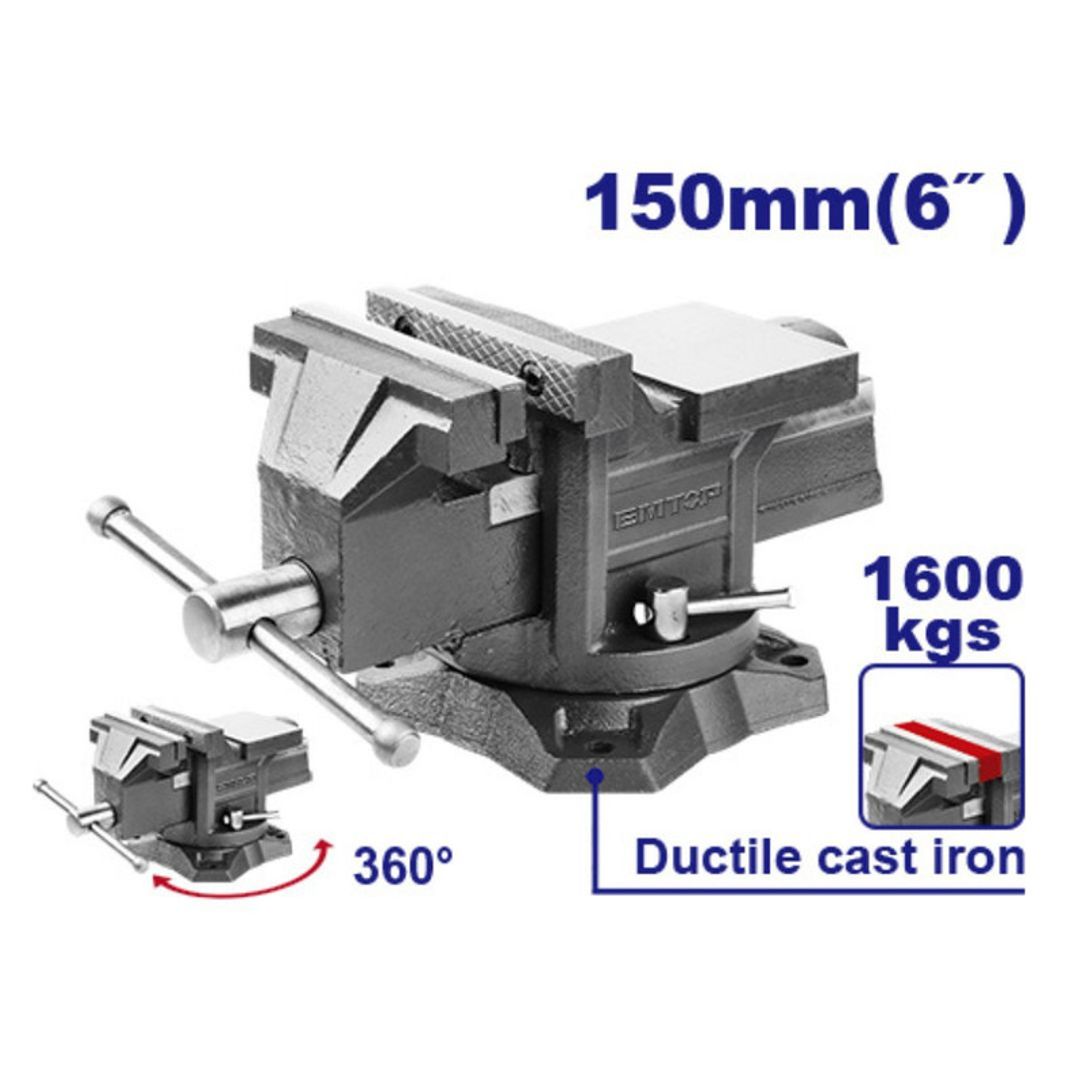 EMTOP PRENSA DE BANCO 6" GIRATORIA 360G CAP 1600KG SUJECION SUPER EMTOP
