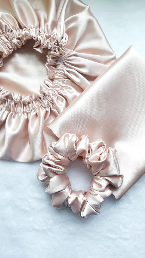 SET GORRO SATIN DOBLE FAZ + 1 FUNDA SATIN UNICOLOR