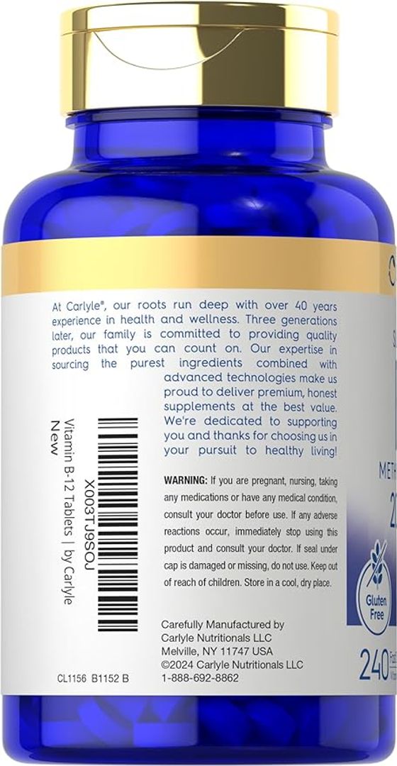 Vitamina B12 de 2000 mcg  240 tab Carlyle